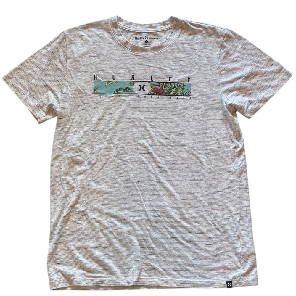Mens Hurley T-shirt White Tropical print Size M. N/WOT